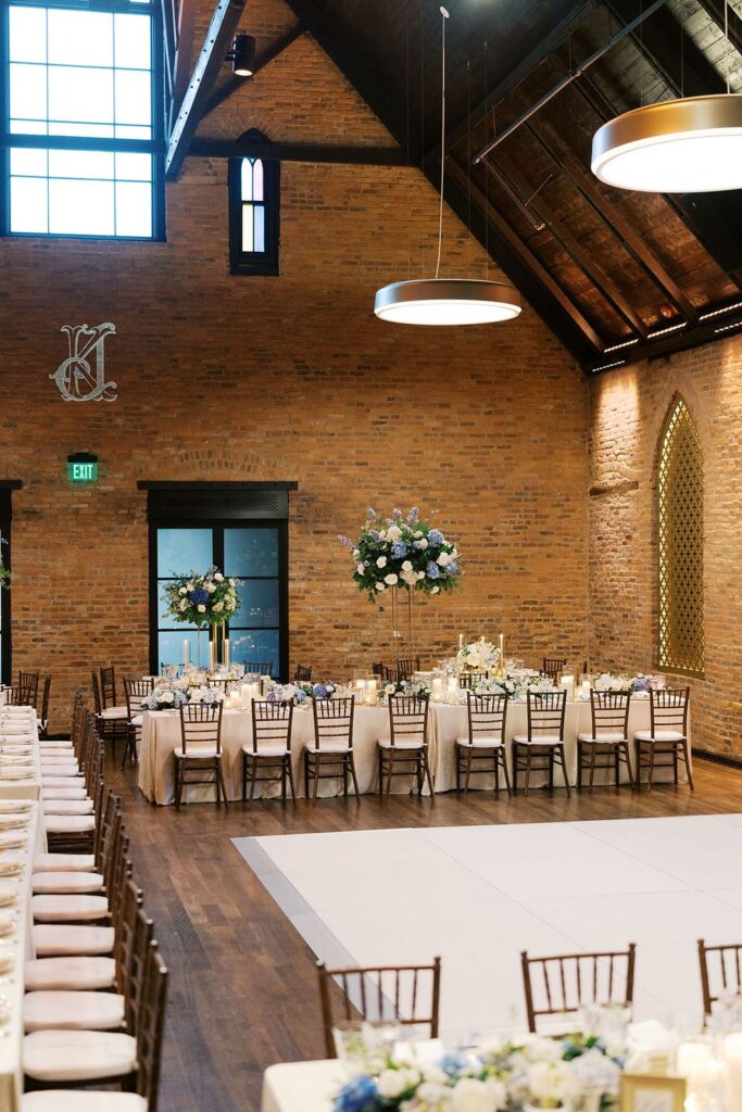 Dance floor and tables in the reception