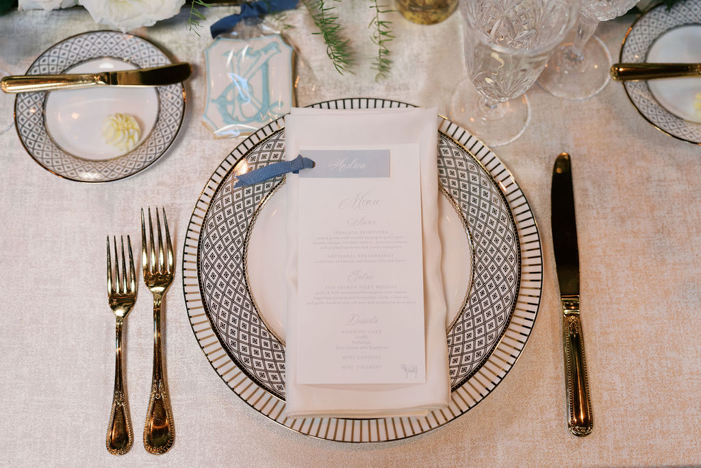 Place setting for a wedding
